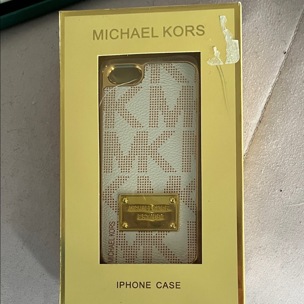 Michael Kors White and Gold MK Logo iPhone Case